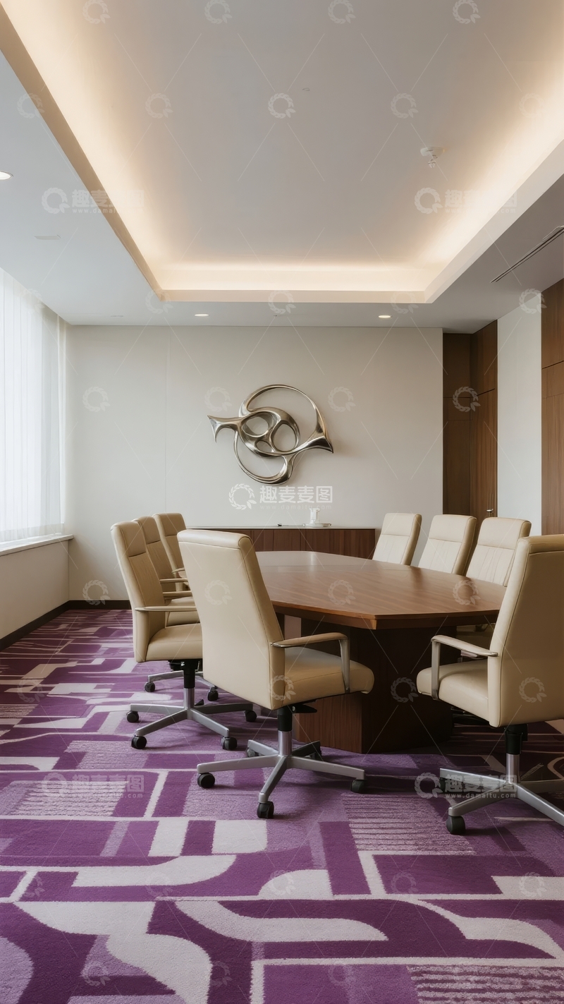 高清大图下载【趣麦麦图】现代商务会议室配备长桌和舒适座椅