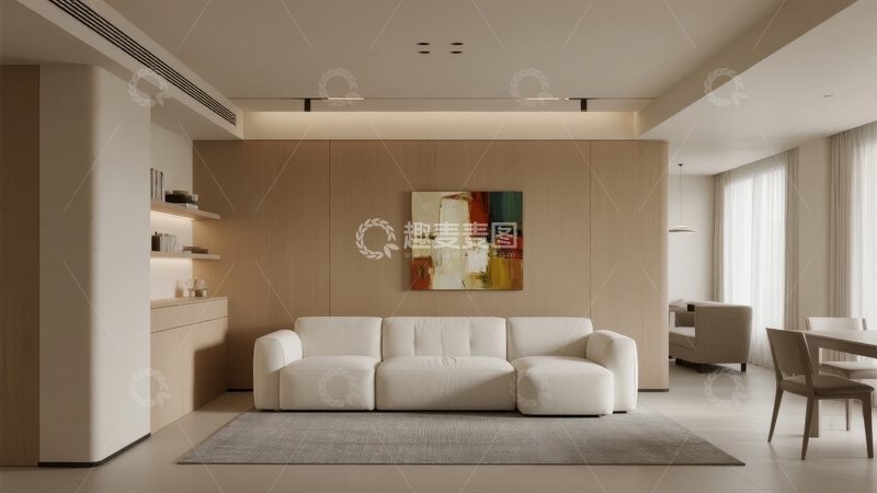 高清大图下载【趣麦麦图】现代简约风格客厅设计配抽象艺术画