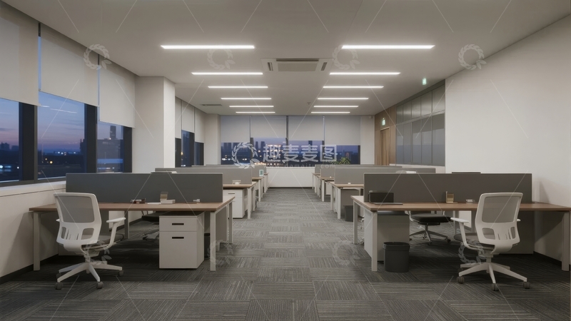 高清大图下载【趣麦麦图】现代办公室开放式办公区全景