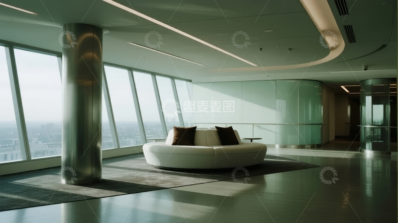 高清大图下载【趣麦麦图】现代高层建筑室内休息区宽敞明亮