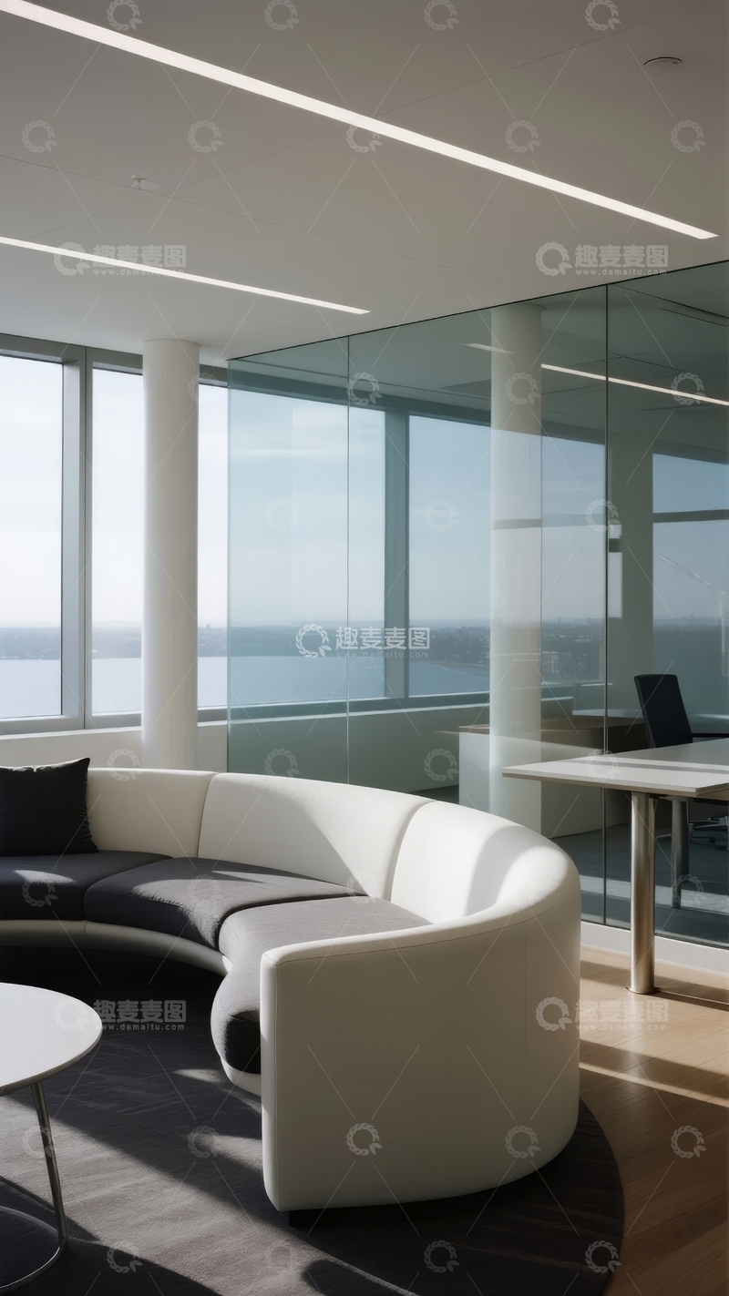 高清大图下载【趣麦麦图】现代办公室休息区临窗景观