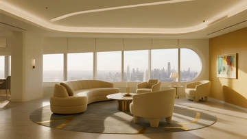 现代客厅室内设计拥有城市景观视野