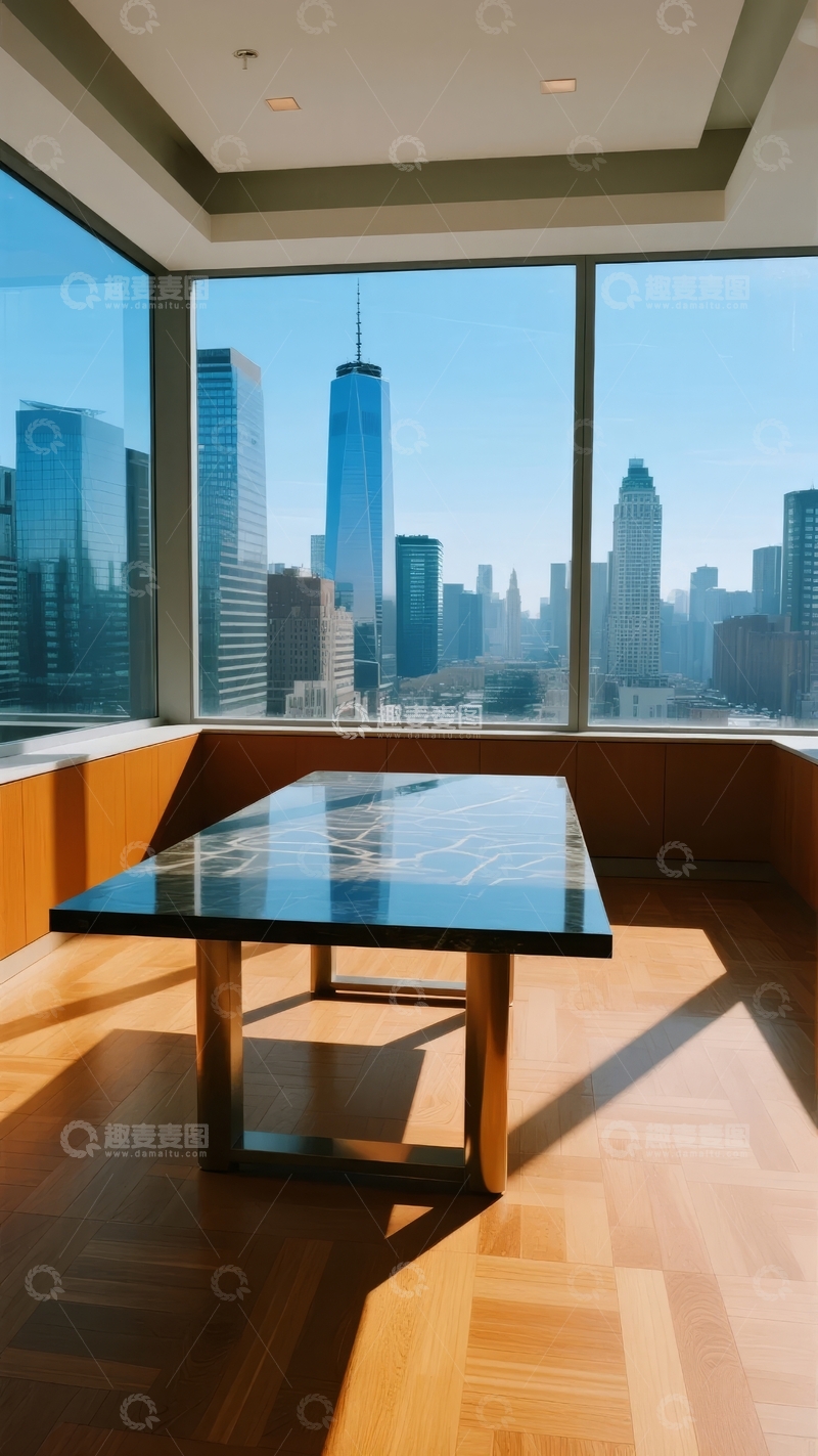 高清大图下载【趣麦麦图】现代室内空间俯瞰城市天际线景观
