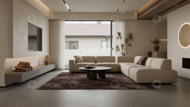 高清大图下载【趣麦麦图】现代简约风格客厅设计宽敞明亮