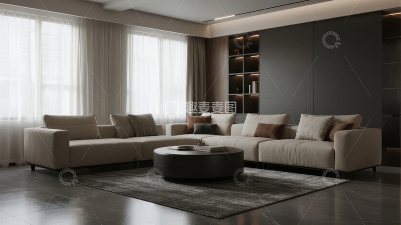 高清大图下载【趣麦麦图】现代简约风格客厅设计宽敞明亮