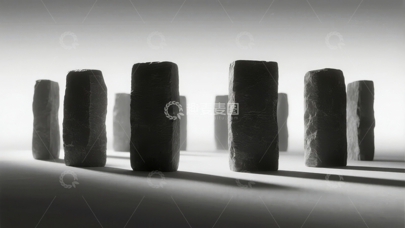 高清大图下载【趣麦麦图】黑白光影中排列的石柱群