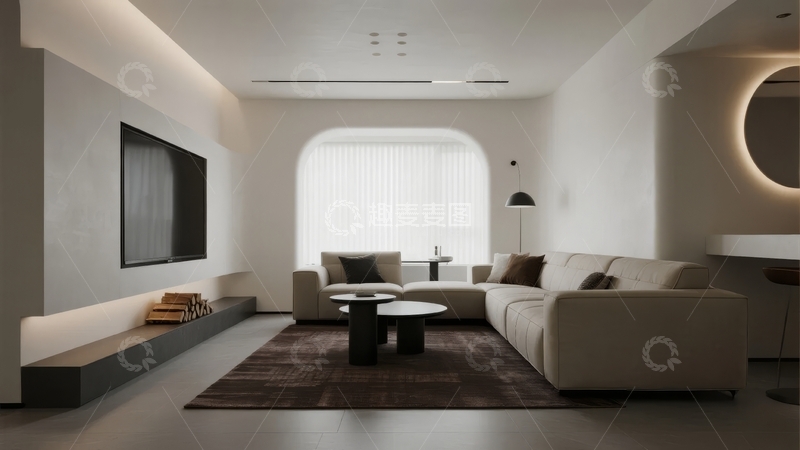 高清大图下载【趣麦麦图】现代简约风格客厅设计以白色为主色调