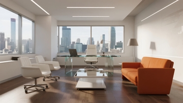 现代办公室客厅景观城市天际线