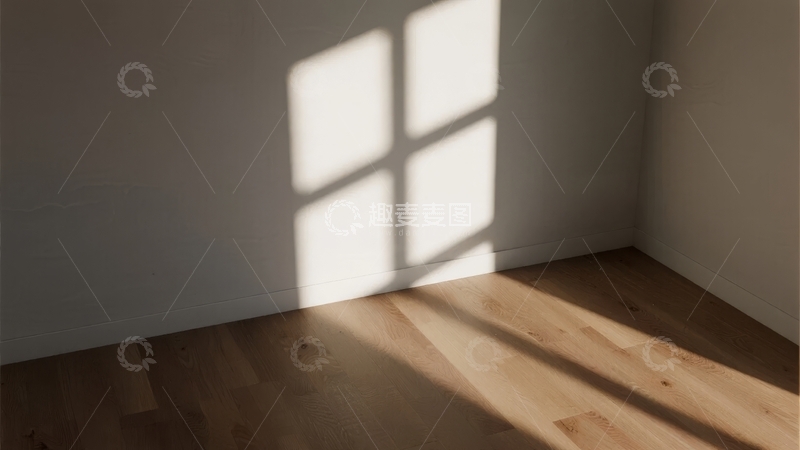 高清大图下载【趣麦麦图】阳光透过窗户在木质地板上投下明亮的光影