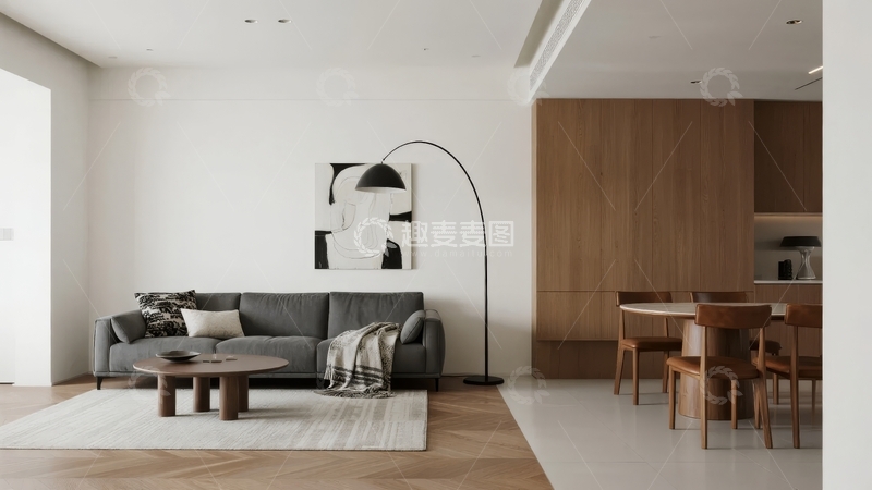 高清大图下载【趣麦麦图】现代简约风格客厅与餐厅空间设计