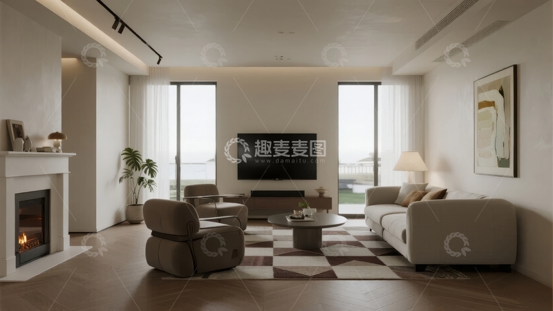高清大图下载【趣麦麦图】现代简约风格客厅设计温馨舒适