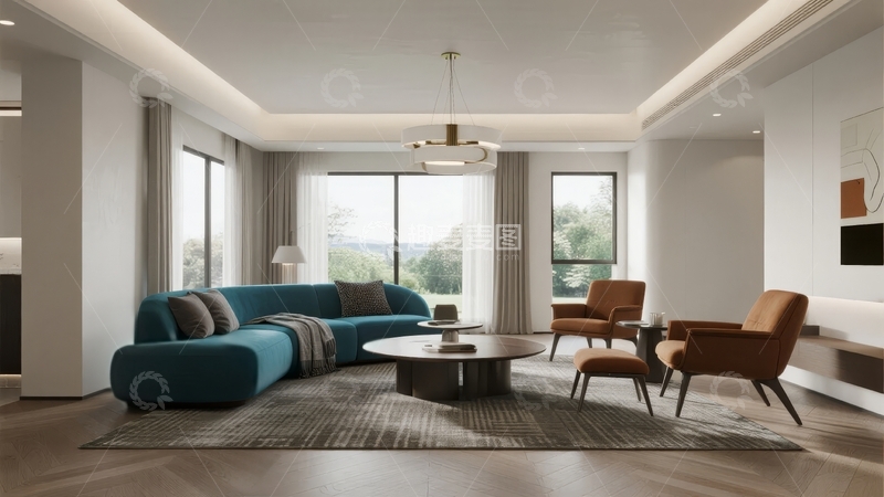 高清大图下载【趣麦麦图】现代简约风格客厅设计宽敞明亮