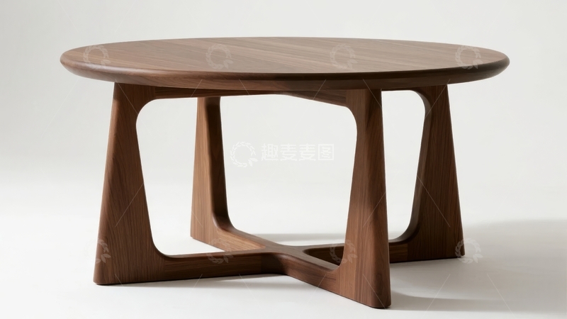 高清大图下载【趣麦麦图】现代简约风格圆形木质茶几