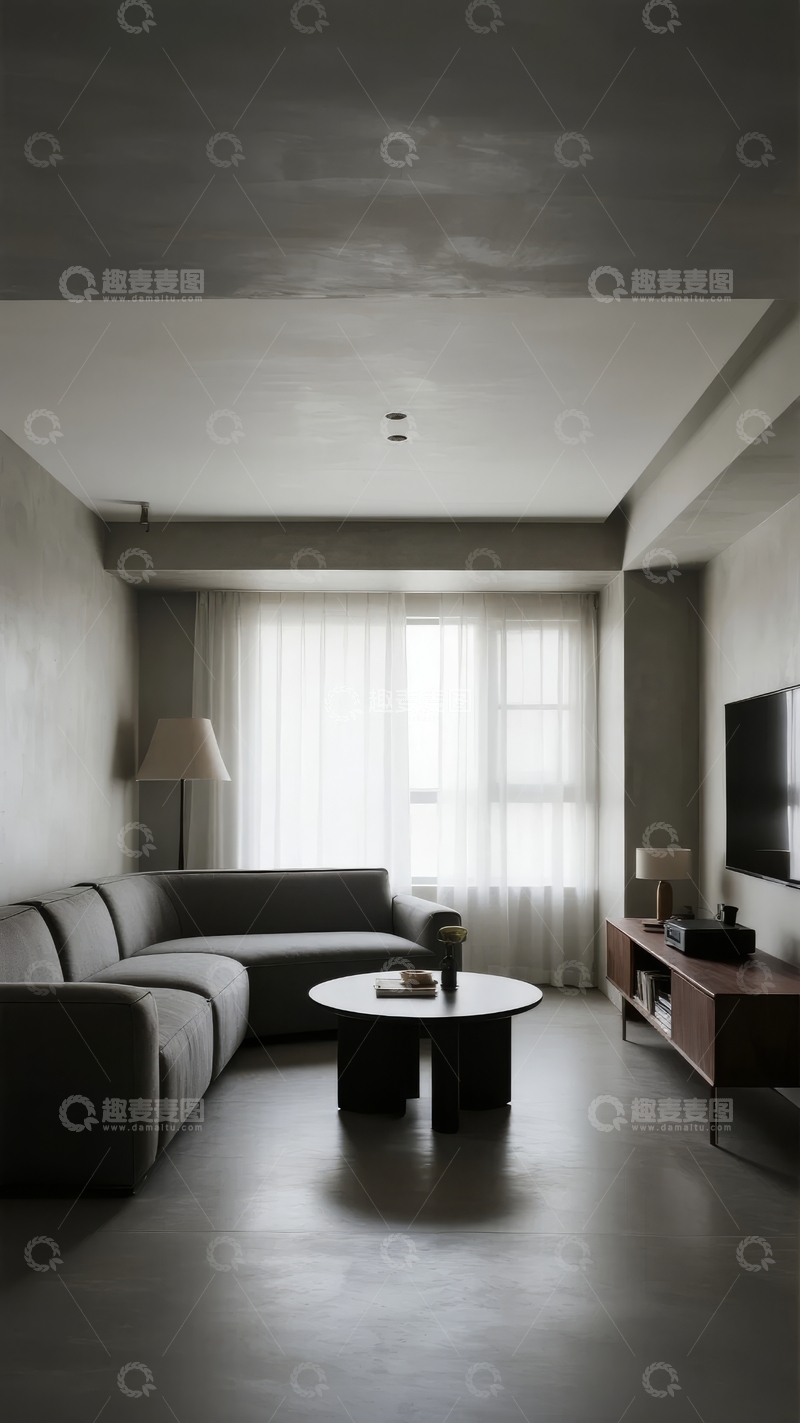 高清大图下载【趣麦麦图】现代简约风格客厅设计以灰色为主色调