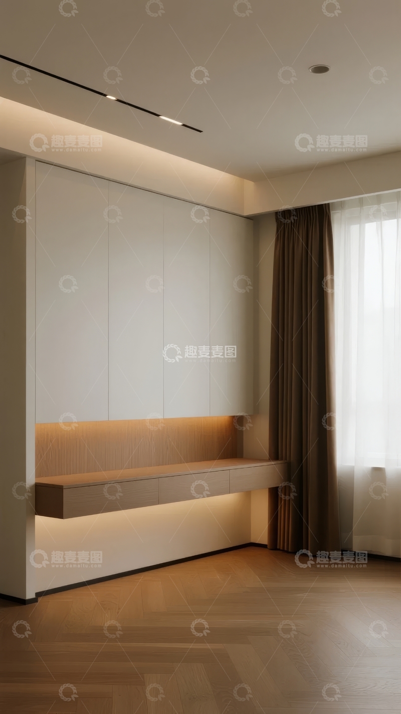 高清大图下载【趣麦麦图】现代简约风格室内设计墙面储物与隐藏式照明