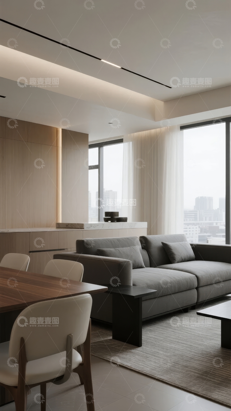 高清大图下载【趣麦麦图】现代简约风格客厅设计宽敞明亮