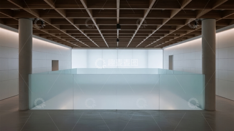 高清大图下载【趣麦麦图】现代简约风格室内空间展示玻璃隔断与木质天花板设计