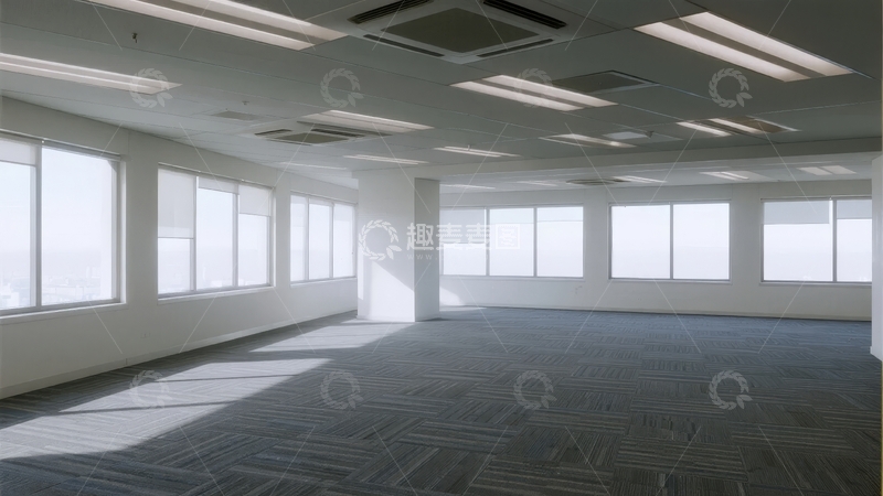 高清大图下载【趣麦麦图】空旷办公室内部光线充足窗户排列整齐