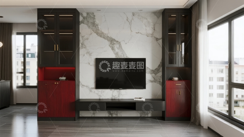 高清大图下载【趣麦麦图】现代客厅电视背景墙设计简约时尚