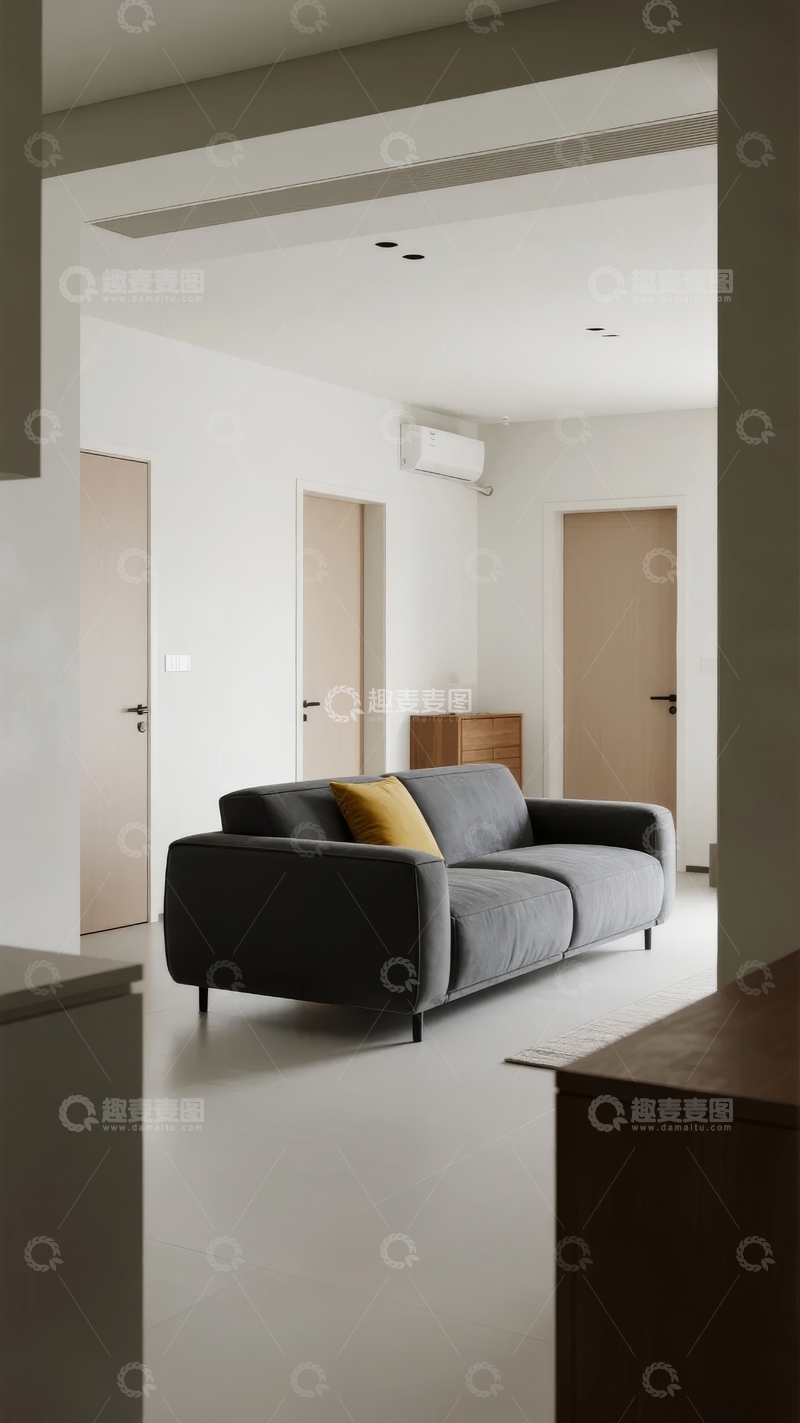 高清大图下载【趣麦麦图】现代简约风格客厅沙发与木质门设计