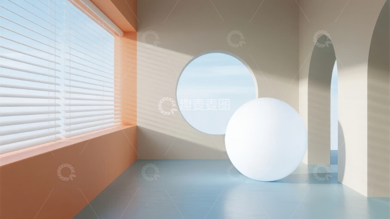 高清大图下载【趣麦麦图】现代简约室内空间光影交错窗景