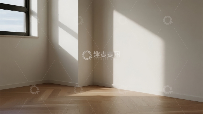 高清大图下载【趣麦麦图】明亮角落的光影与木质地板