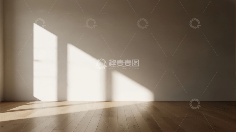 高清大图下载【趣麦麦图】阳光透过窗户在木质地板上投下明亮的光影