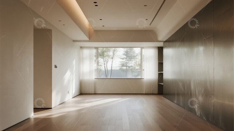 高清大图下载【趣麦麦图】现代简约风格室内空间自然光照射木地板