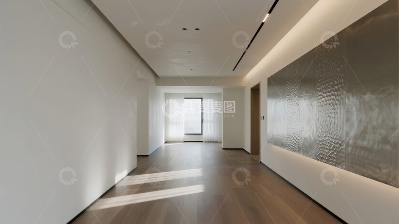 高清大图下载【趣麦麦图】-现代简约风格的室内走廊光影效果