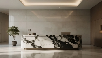 现代简约风格的办公室接待前台区域