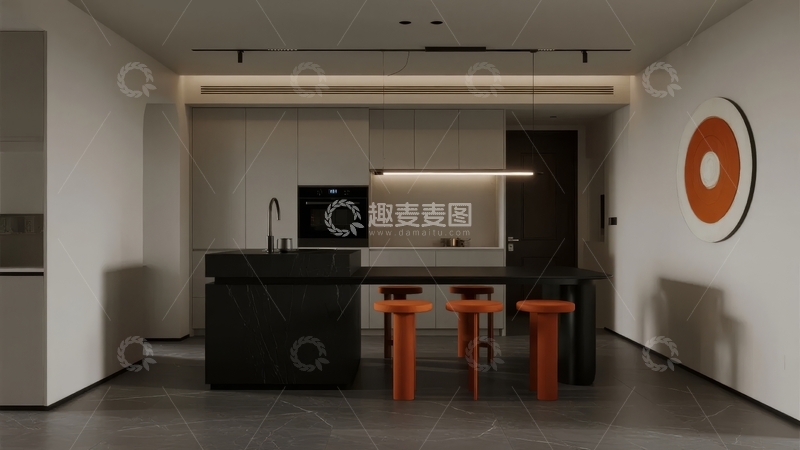 高清大图下载【趣麦麦图】现代简约风格厨房吧台设计