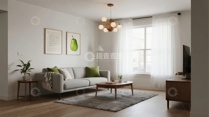 高清大图下载【趣麦麦图】现代简约风格客厅布置温馨舒适