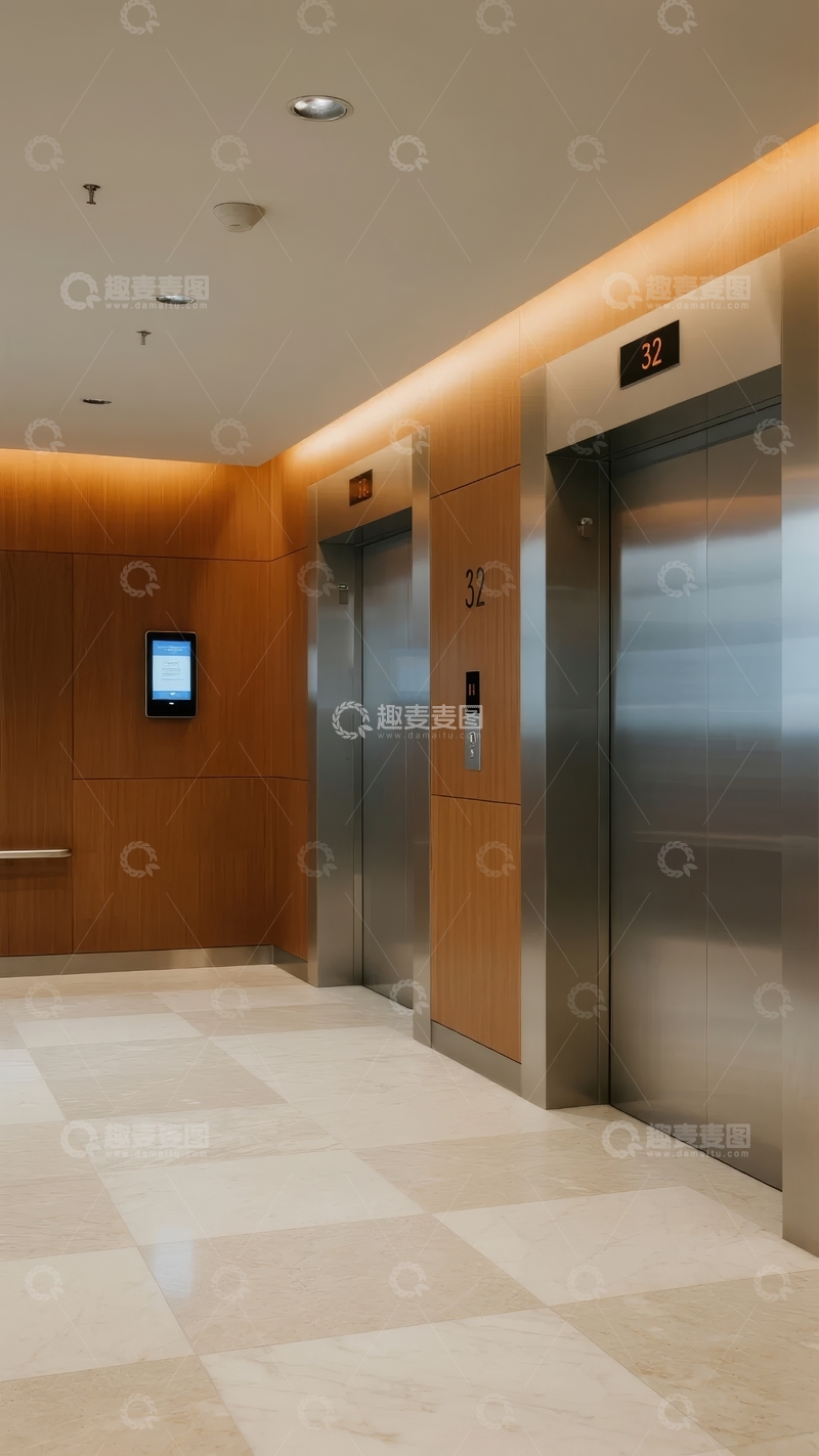 高清大图下载【趣麦麦图】现代建筑内部电梯间走廊场景