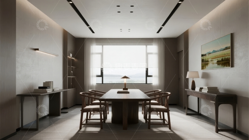 高清大图下载【趣麦麦图】现代简约风格的室内会议桌与座椅布置