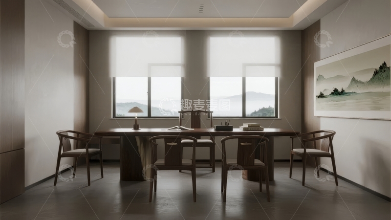 高清大图下载【趣麦麦图】现代简约风格的中式会议室