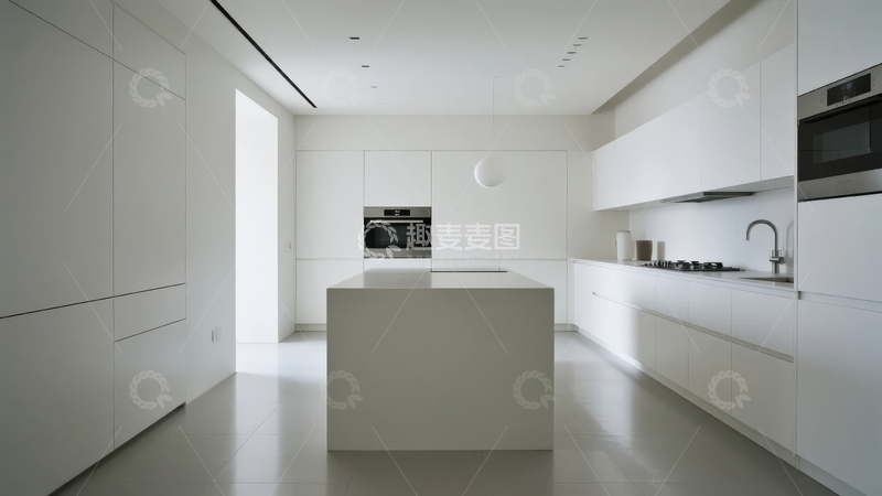 高清大图下载【趣麦麦图】现代简约风格白色厨房设计