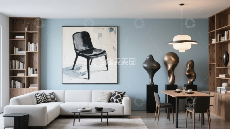 高清大图下载【趣麦麦图】现代简约风格客厅与餐厅空间设计