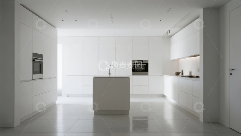 高清大图下载【趣麦麦图】现代简约风格白色厨房空间设计