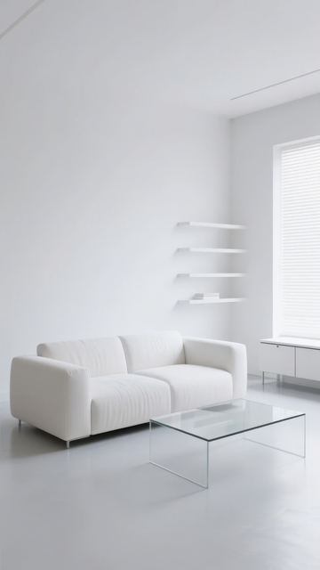 极简主义风格的白色客厅空间