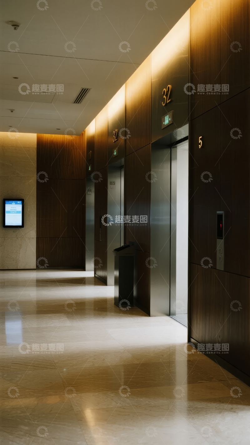 高清大图下载【趣麦麦图】现代建筑内部电梯厅走廊场景