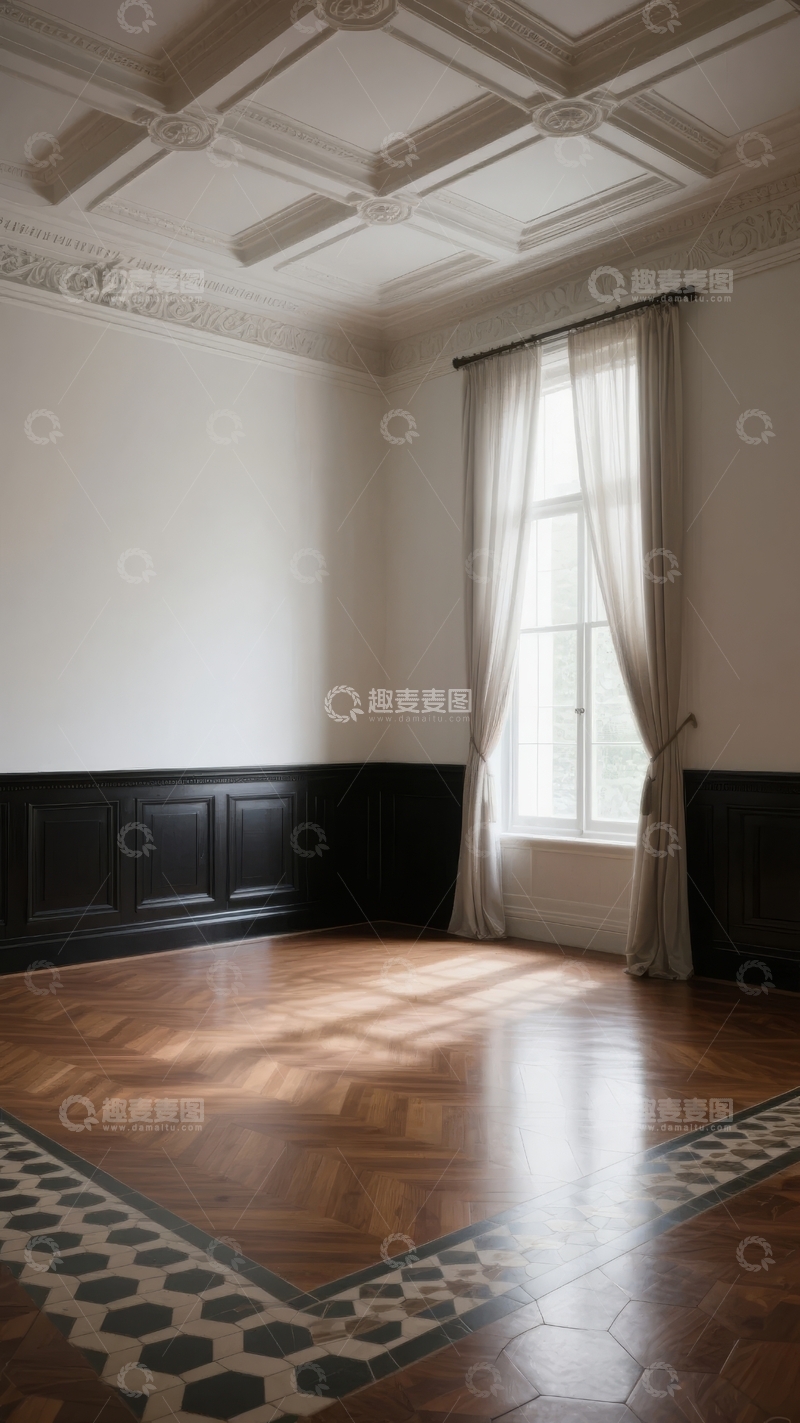 高清大图下载【趣麦麦图】典雅室内空间展示精美天花板与窗户设计