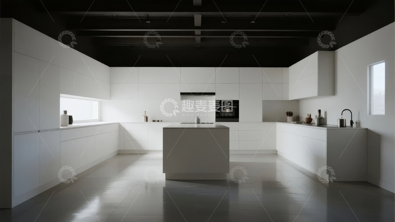 高清大图下载【趣麦麦图】现代简约风格白色厨房空间设计