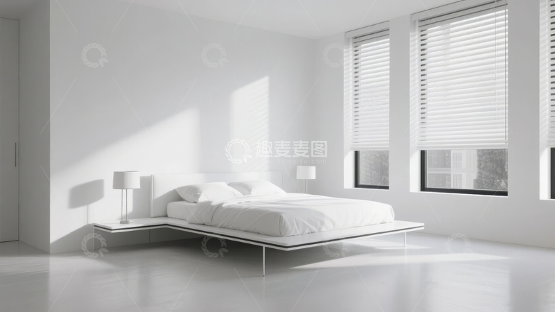 高清大图下载【趣麦麦图】简约现代风格的白色卧室空间