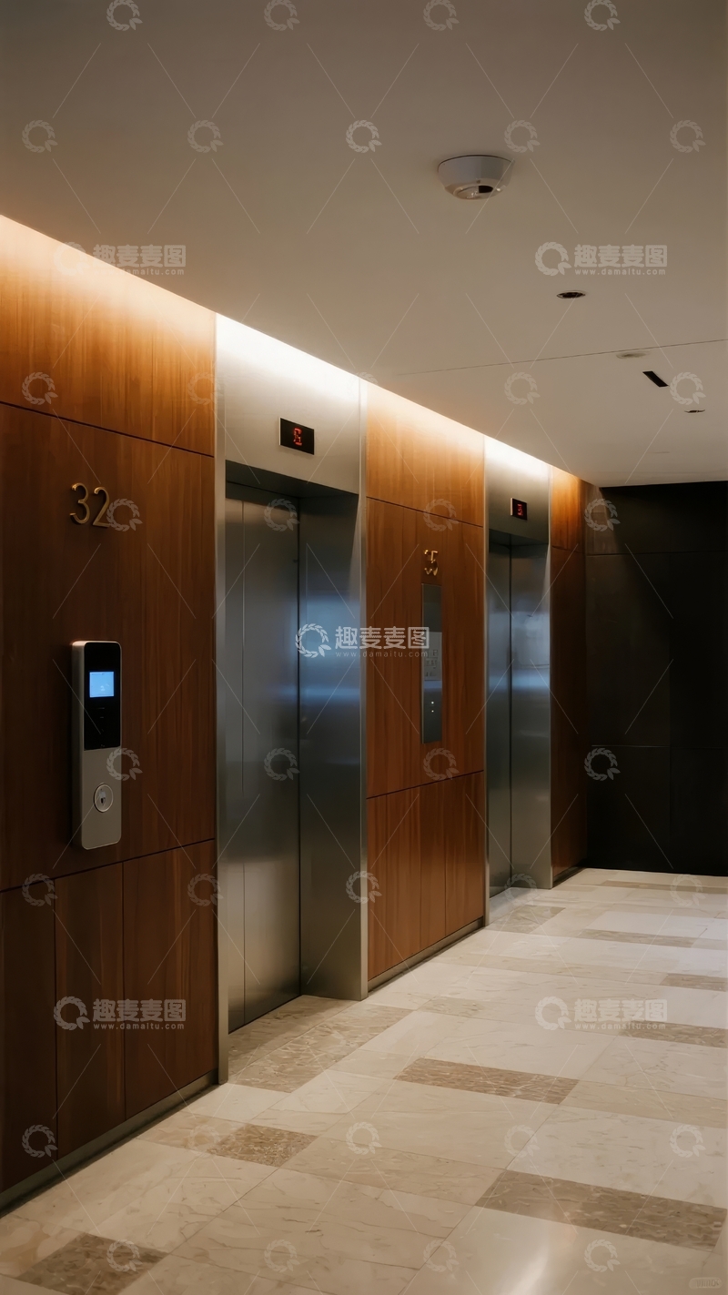 高清大图下载【趣麦麦图】现代建筑内部电梯间走廊设计