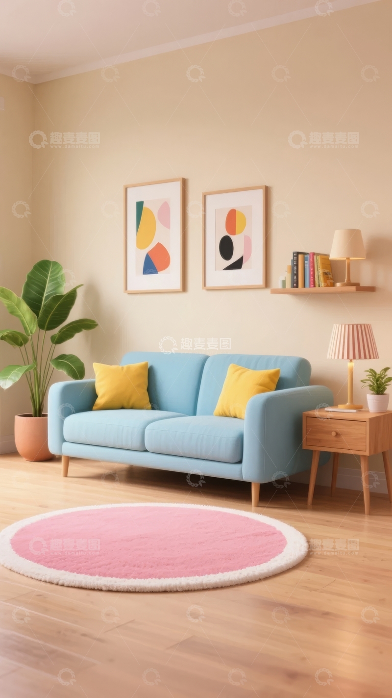 高清大图下载【趣麦麦图】现代简约风格客厅布置温馨舒适