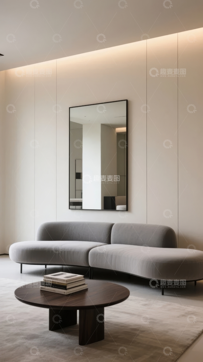 高清大图下载【趣麦麦图】现代简约客厅沙发墙镜设计