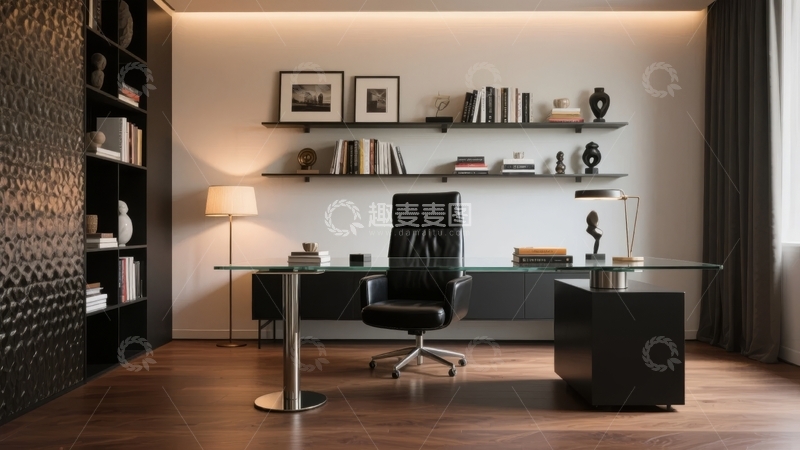 高清大图下载【趣麦麦图】现代简约风格的办公室书房空间设计