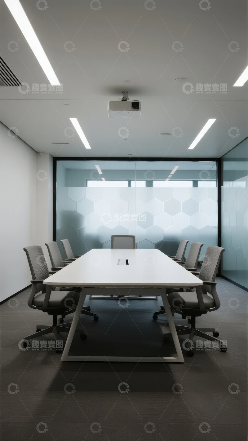 高清大图下载【趣麦麦图】现代简约风格会议室配备长桌和舒适座椅