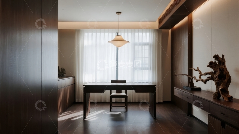 高清大图下载【趣麦麦图】现代简约风格书房内景布置