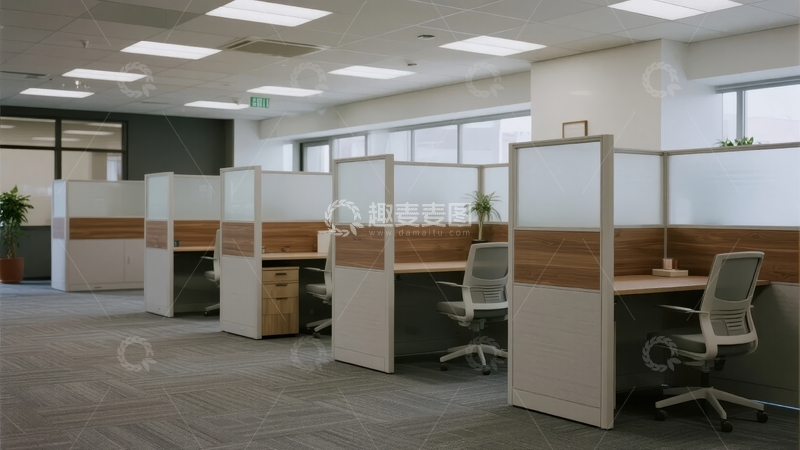 高清大图下载【趣麦麦图】现代办公室开放式工位布局